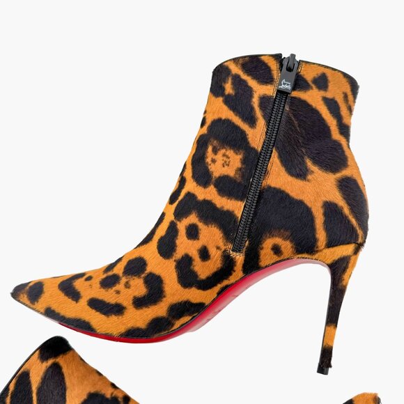 Christian Louboutin So Kate 85 Ankle Booties EU 37.5 US 7.5 Leopard Pony Heels - Picture 13 of 14
